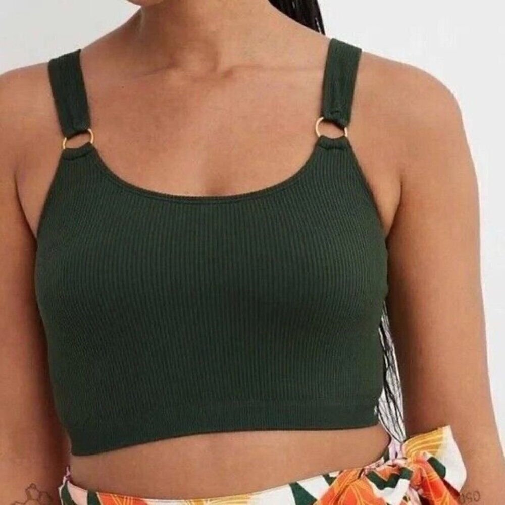 NEW Aerie Green Seamless Ring Longline Bralette - Size: Small